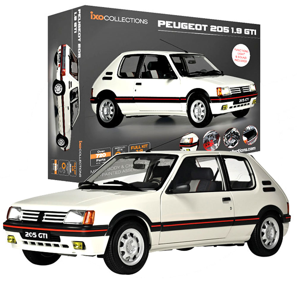 1:8 Сборная модель PEUGEOT 205 1.9 GTI KIT with 720 parts, mit Beleuchtung und Soundfunktion, white - 520010122