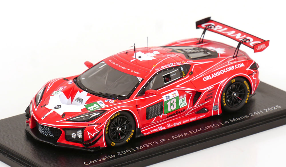 1:43 CHEVROLET CORVETTE Z06 GT3.R 5.5L V8 TEAM AWA RACING N 13 24h LE MANS 2025 MATT BELL - OREY FIDANI - LARS KERN - S9290