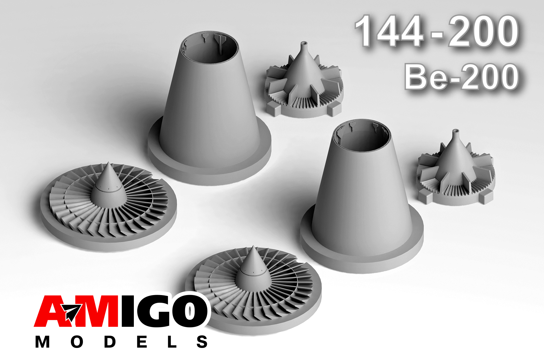 1:144 Сопло двигателя двигателя Д-436 для модели Бе-200 - amg 144-200