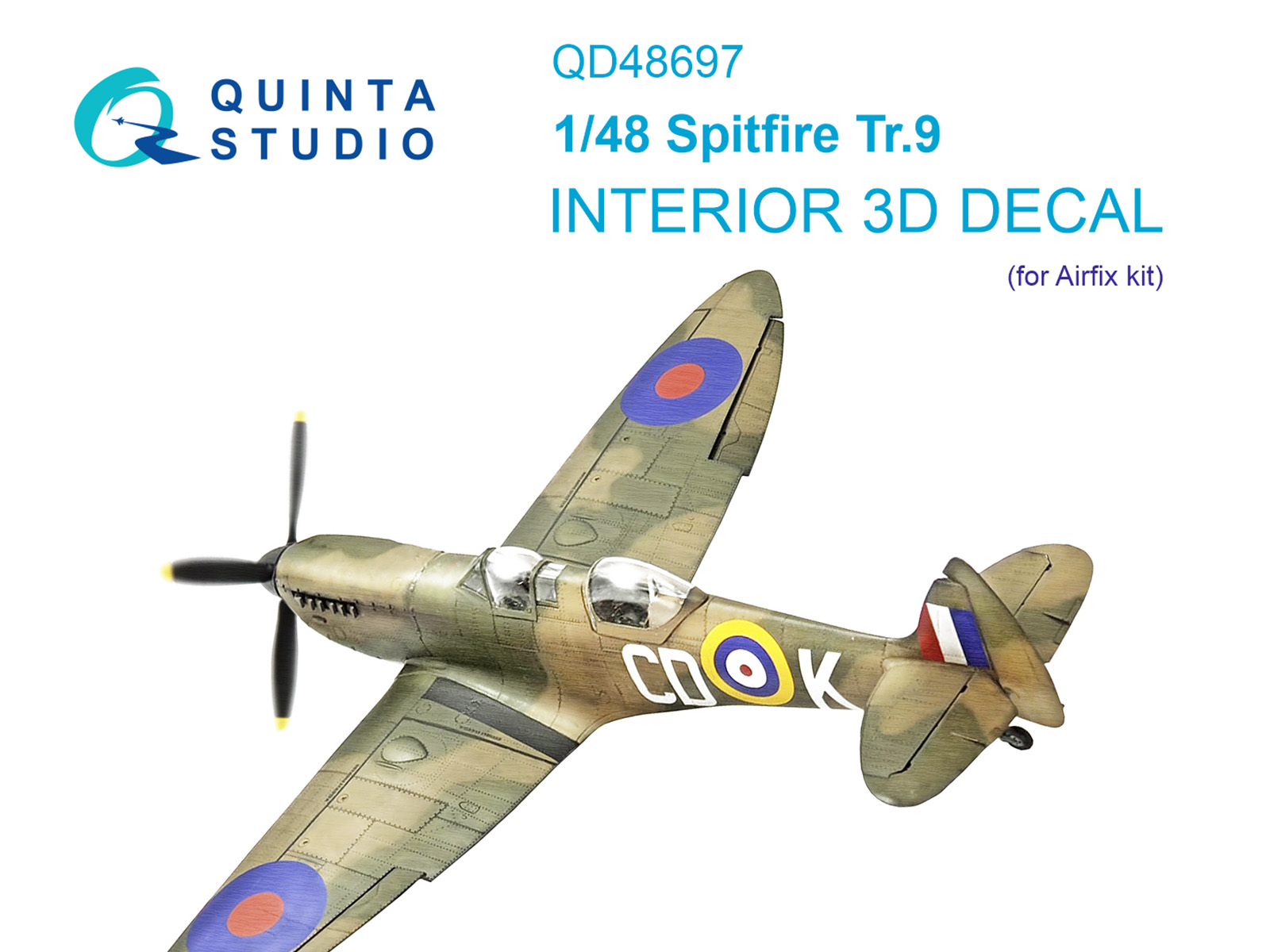 1:48 3D Декаль интерьера кабины Supermarine Spitfire Tr.9 (Airfix) - QD48697