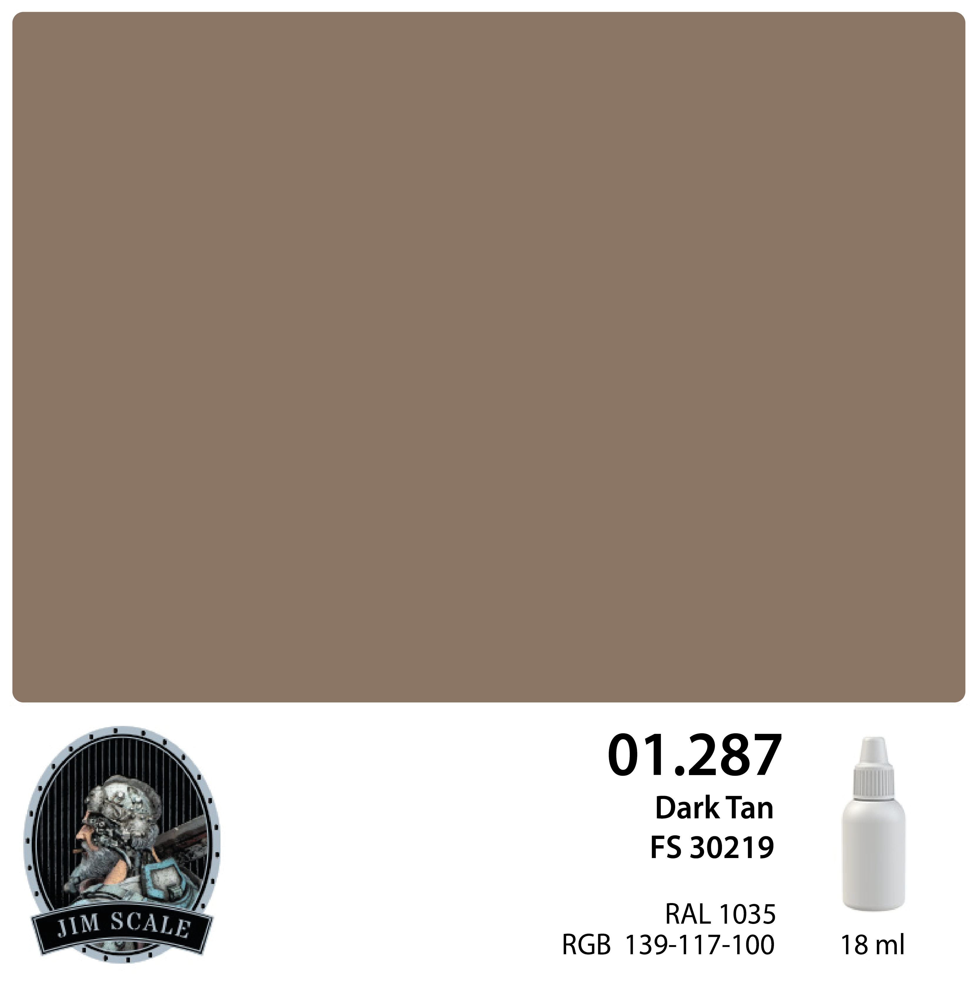 Краска акриловая под аэрограф Dark Tan FS 30219, 18мл - 01.287