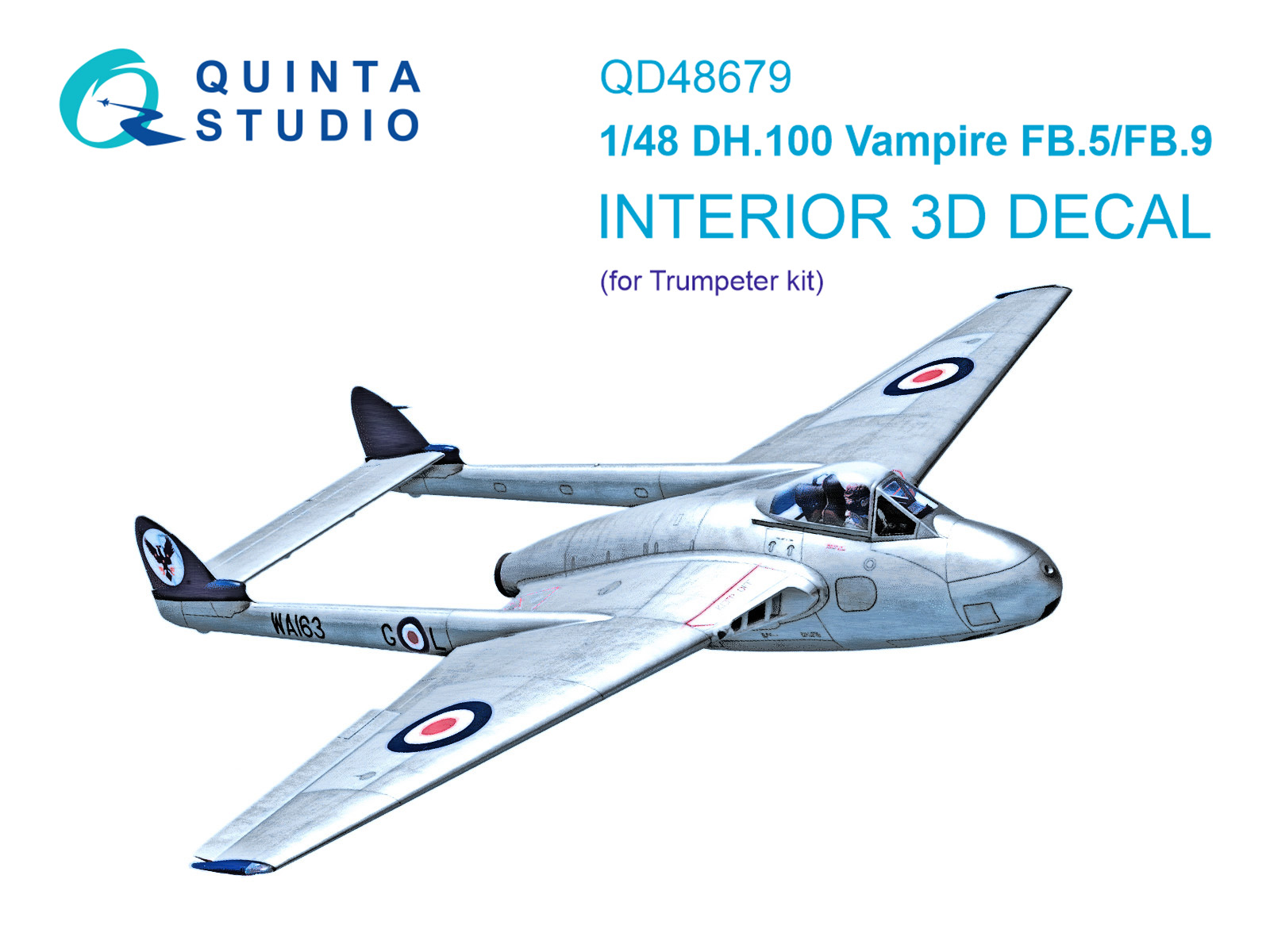 1:48 3D Декаль интерьера кабины DH.100 Vampire FB.5/FB.9 (Trumpeter) - QD48679