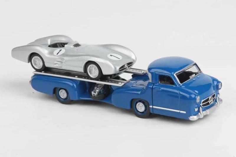 1:64 MERCEDES-BENZ racing car transporter truck renntransporter (1955) + MERCEDES-BENZ  W196 spider (1955) - 311000