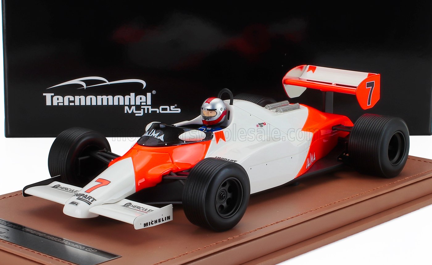 1:18 McLAREN F1 Mp4/1c №7 Monaco Gp (with Pilot Figure) With Rain Tires (1983) John Watson, White Red - TMD18-402D