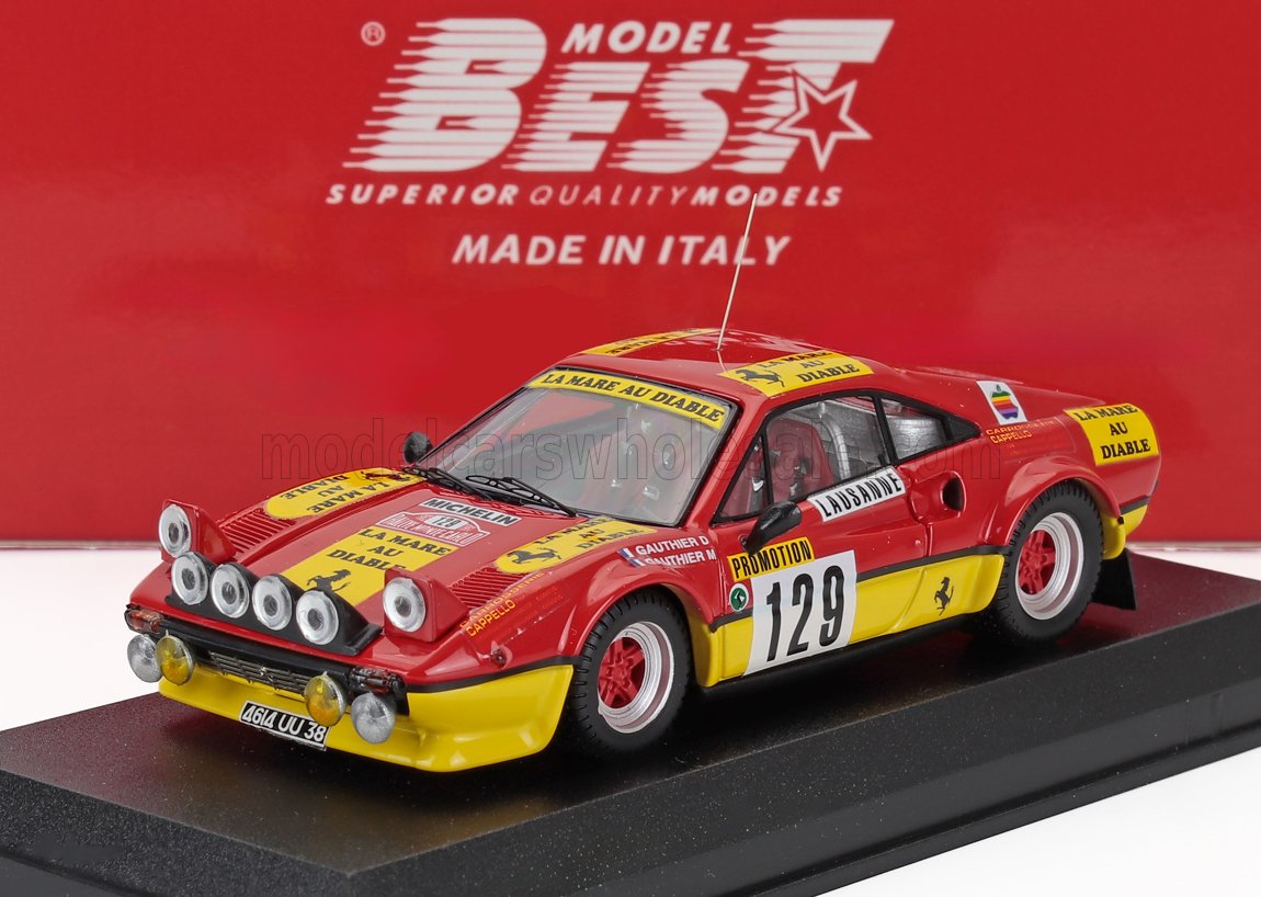 1:43 FERRARI 308 Gtb (night Version) №129 Rally Montecarlo (1983) Dominique Gauthier - Michele Gauthier, Red Yellow - 9620/2