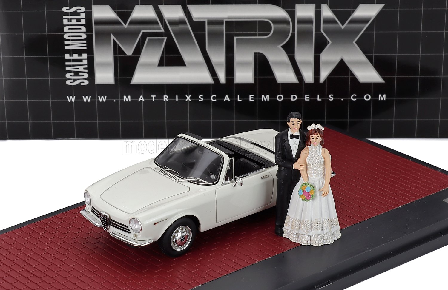 1:43 ALFA ROMEO Giulia Gt Cabriolet Spider Prototipo (1963) - Matrimonio - Just Married - Wedding With 2 Figures, White - MX40102-142-JM