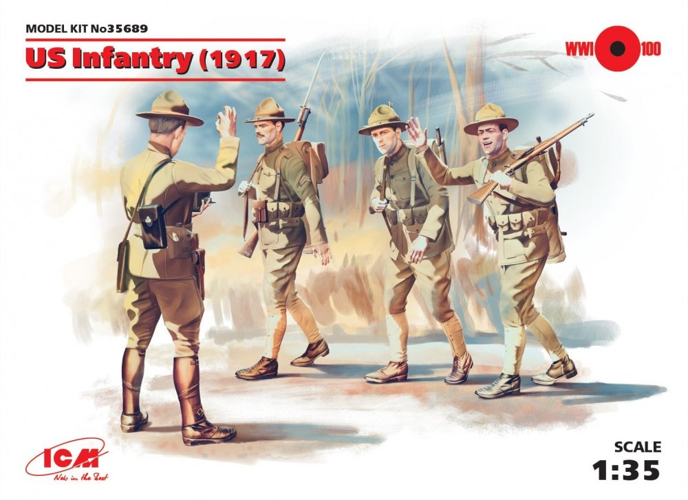 1:35 Сборная модель US Infantry (1917) (4 figures) - 35689
