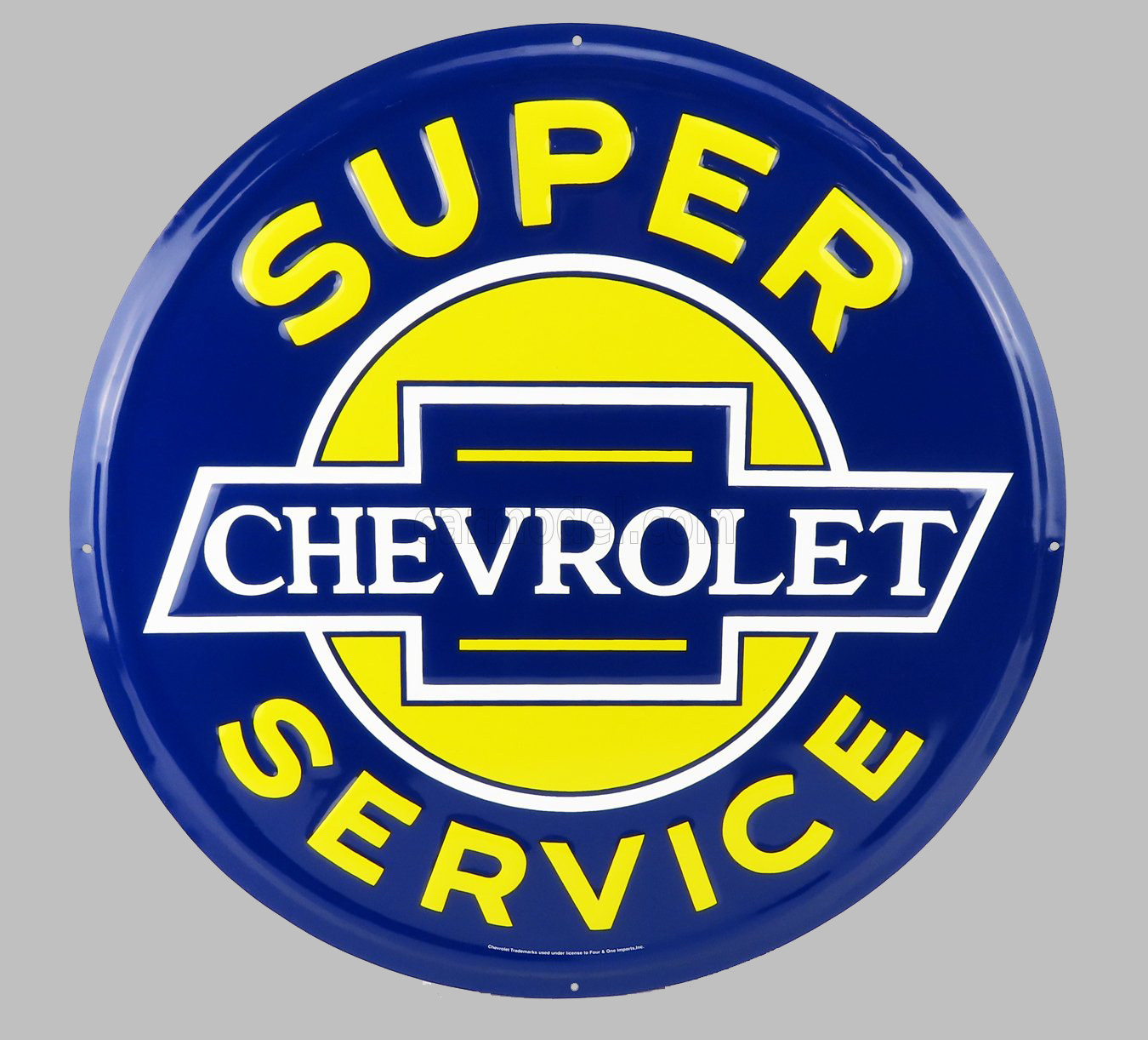 Металлическая круглая табличка Chevrolet Super Service, Yellow Blue 60cm (большая) - B24RD17-1
