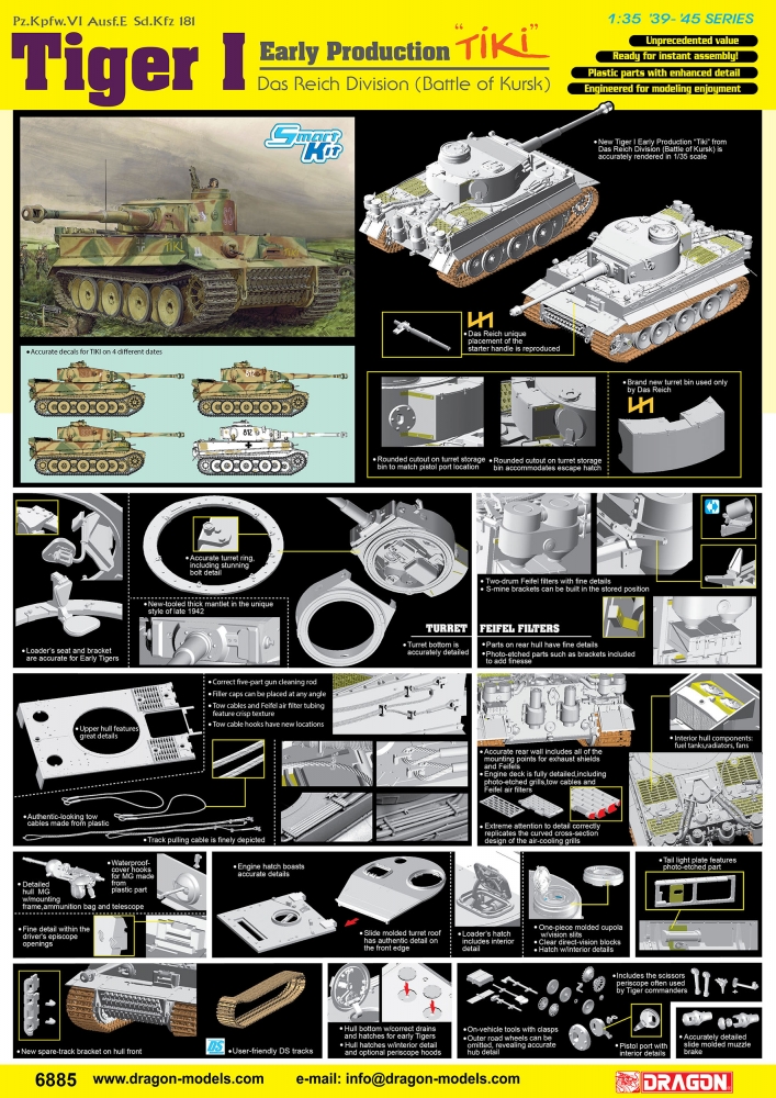 1:35 Сборная модель Немецкий тяжелый танк Tiger I ранних серий 'Tiki' - 6885