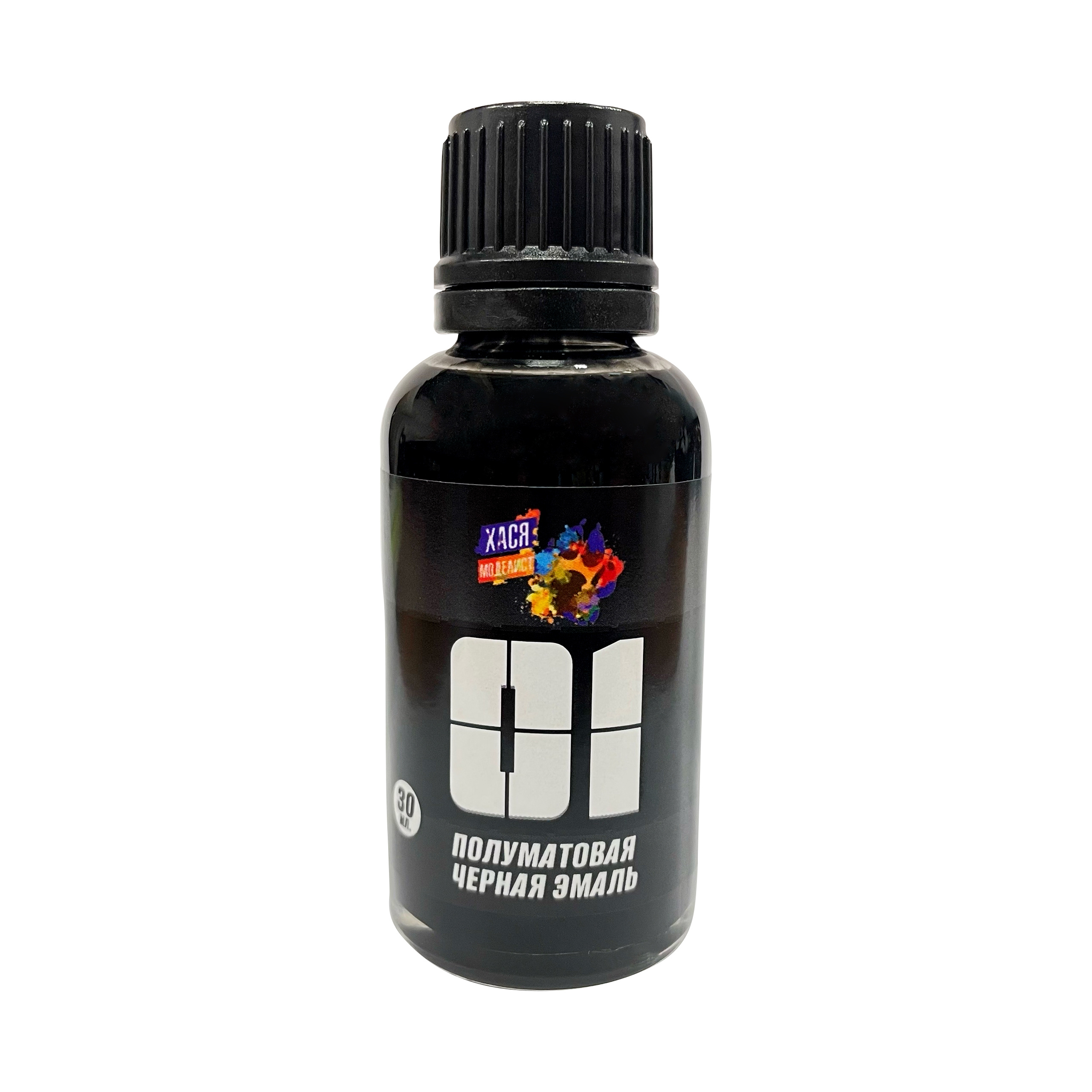 Эмаль черная полуматовая, 30 мл. - НК001