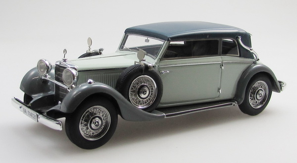 1:43 Mercedes-Benz 1933-36 Mercedes-Benz 290 W18 lang cabriolet B Long Wheel Base Top Up and wire wheels Two-Tone Grey - EMEU43043M