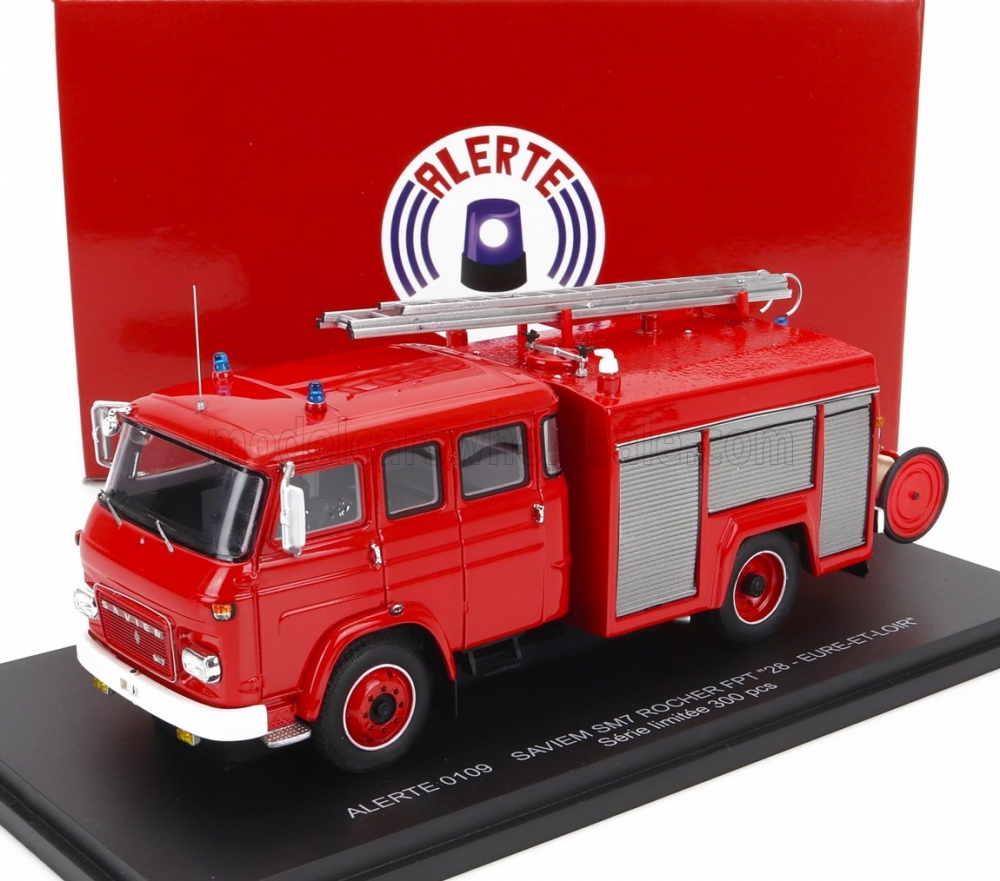 1:43 SAVIEM Sm7 Double Cabine Tanker Truck Sapeurs Pompiers Rocher Fpt 28 Eure-et-loir (1976), Red - ALERTE0109