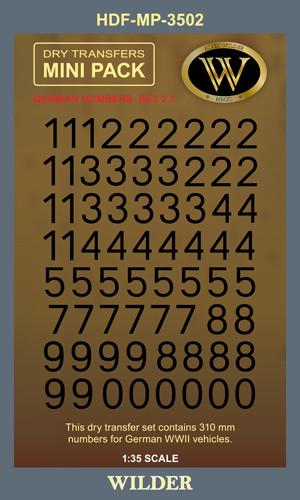 1:35 Сухая декаль Немецкие номера для наземной техники. Сет 2.1 Сплошные, чёрные. - HDF-MP-3502