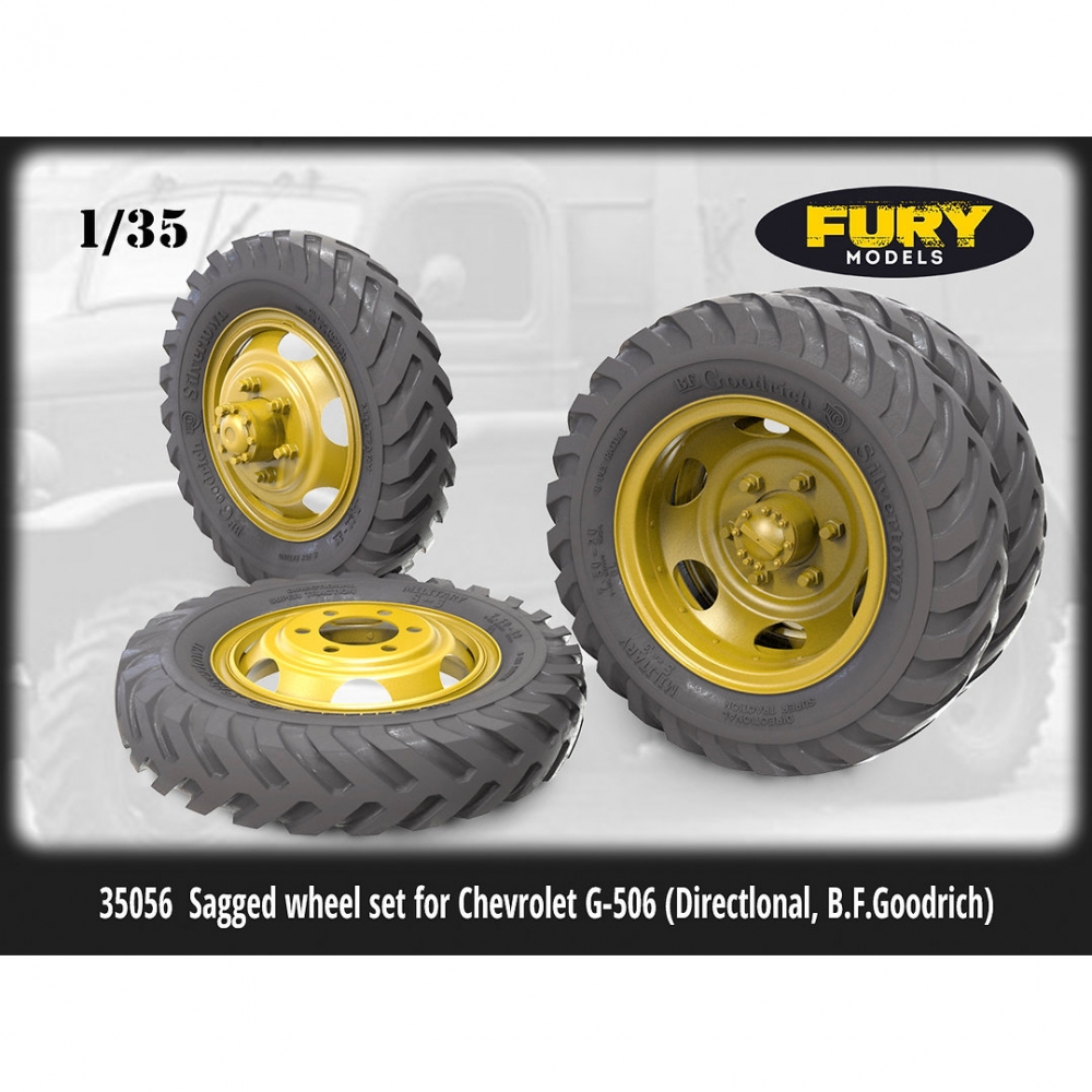 1:35 Sagged wheel set for Chevrolet G-506 (Directlonal, B.F.Goodrich)    NEW - 35056