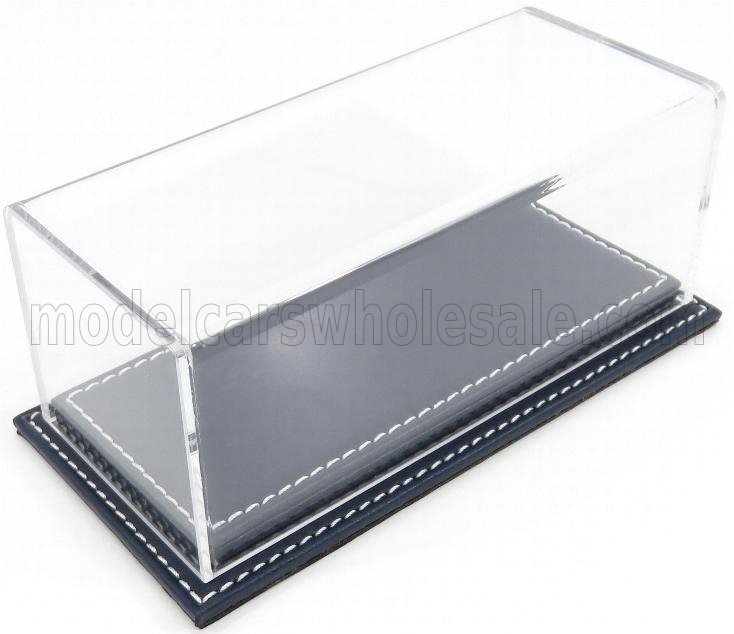 1:43 VETRINA DISPLAY BOX Molhouse Base In Pelle - Leather Base Blue - Lungh.lenght Cm 17 X Largh.width Cm 8 X Alt.height Cm 7 (altezza Interna 5.2 Cm ), Plastic Display - ATL10088