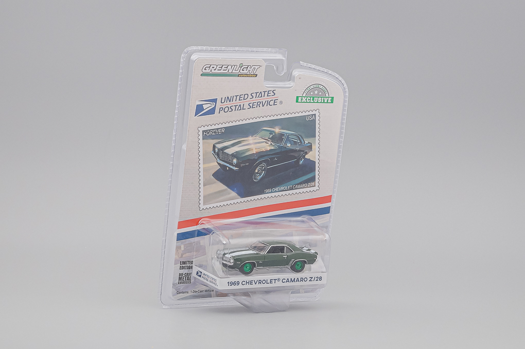 1:64 (Greenlight!) CHEVROLET Camaro Z28 'United States Postal Service (USPS)' 1969 Green with White Stripes - 30372G