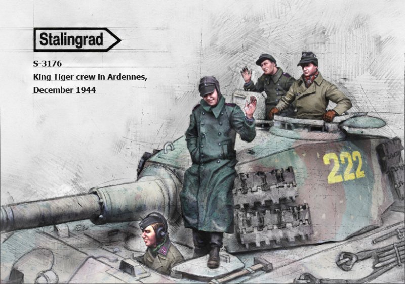 1:35 Сборная модель Фигура King Tiger crew in Ardennes - 3176