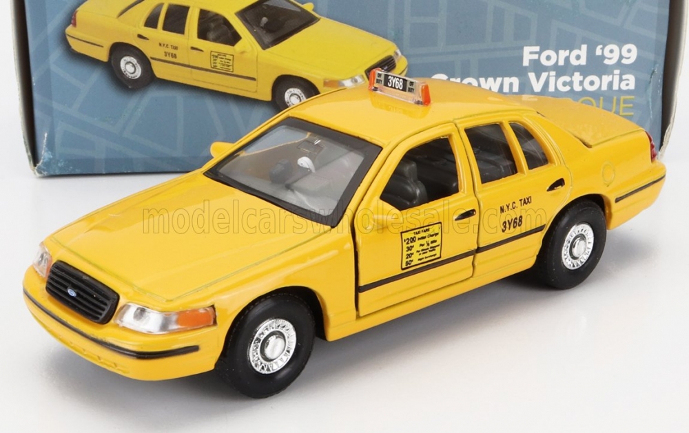 1:38 FORD Crown Victoria Taxi New York (1999) - Damage Card Box, Yellow - TXCROWNNY