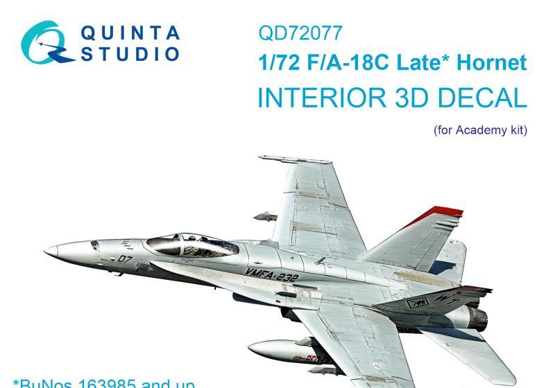 1:72 3D Декаль интерьера кабины F/A-18C late (Academy) - QD72077