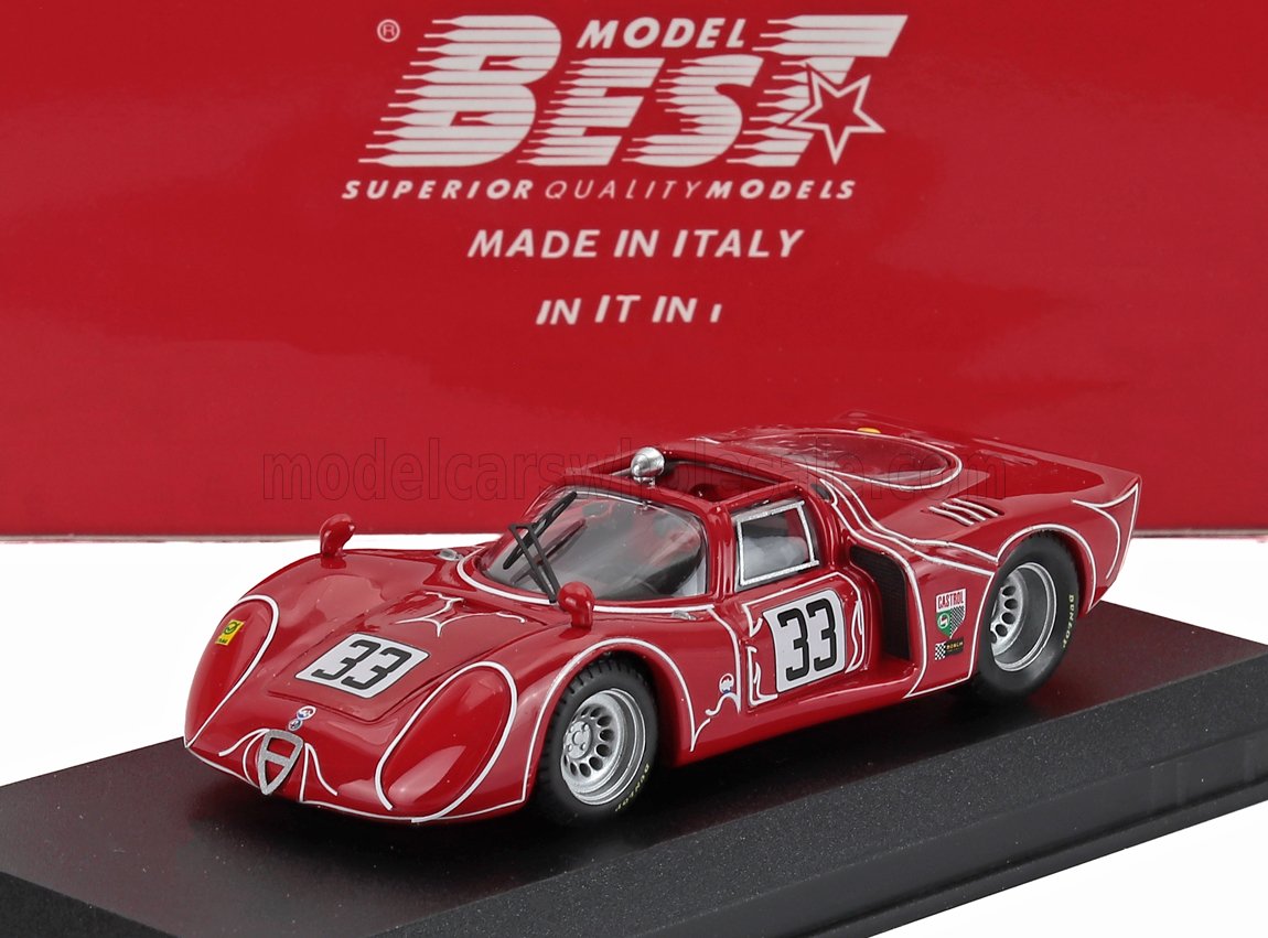 1:43 ALFA ROMEO T33.2 V8 Team Ausca Racing Inc. №33 6h Watkins Glen (1968) Horst Kwech - John Martino, Red White - 9640/2