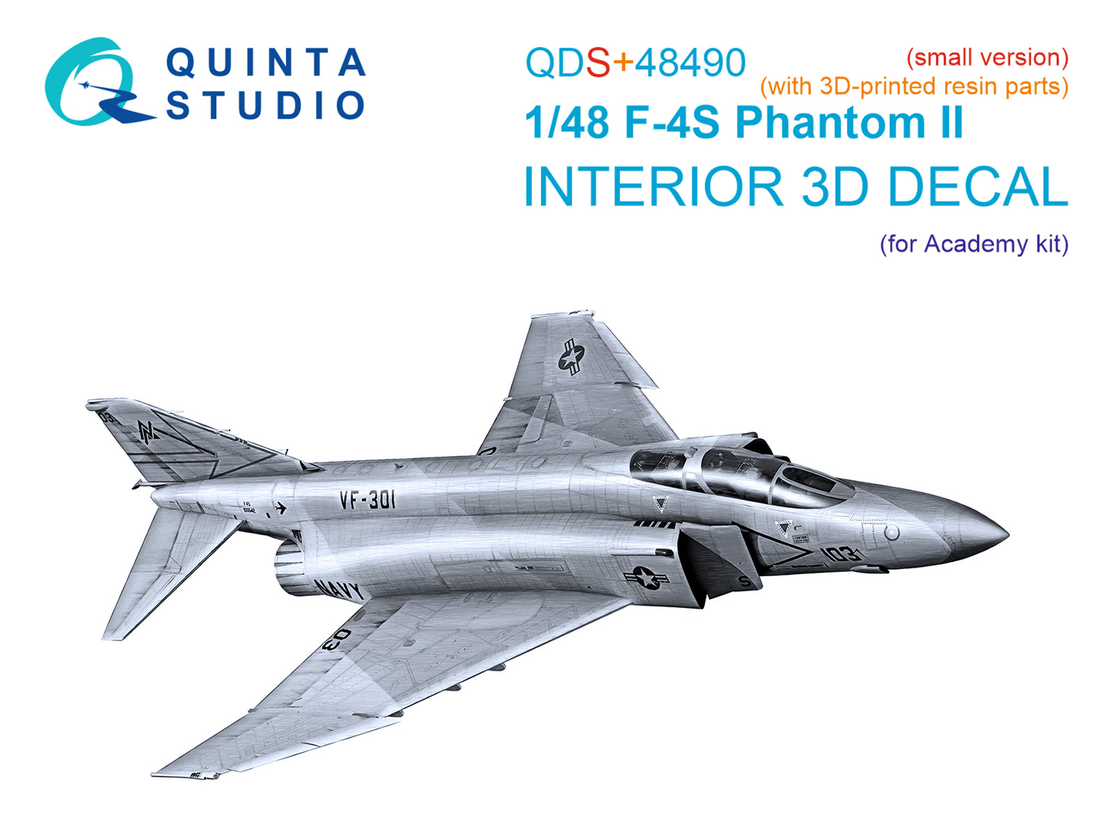 1:48 3D Декаль интерьера для F-4S Phantom II (Academy) (малая версия) (с 3D-печатными деталями) - QDS+48490