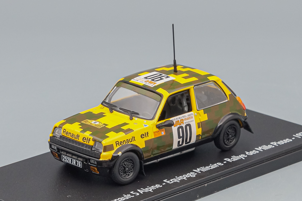 1:43 RENAULT 5 Alpine #90 Rally Mille Pistes 1978 Equipage Militaire, yellow / green - 101132-X1
