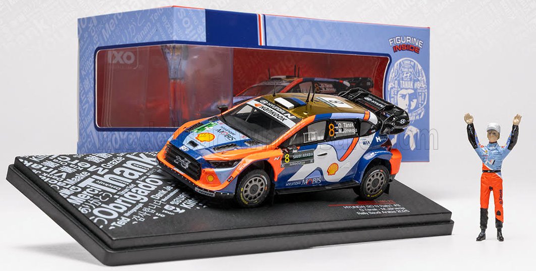 1:43 HYUNDAI i20 N RALLY1 TEAM SHELL MOBIS WRT №8 WRC Rally Saudi Arabia (2025) Ott Tanak - Martin Jarveoja - with figures - RAM1017-LM.22