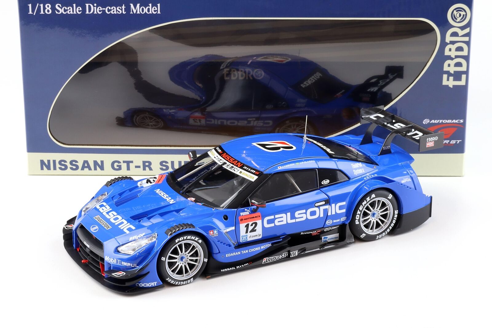 1:18 NISSAN GT-R Super GT500 Rd.1 Okayama Calsonic Iimpul #12 R35 (2015), синий - 81023