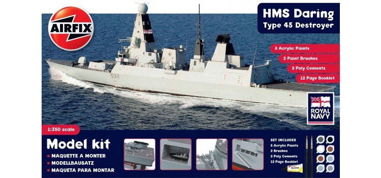 1:350 Сборная модель HMS Daring: Type 45 Destroyer (подарочный набор) - A50132