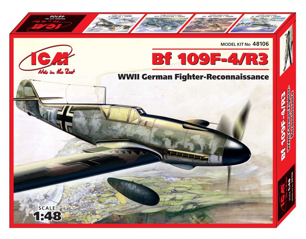 1:48 Сборная модель Bf 109F-4/R3 WWII German Fighter Reconnaissance - 48106