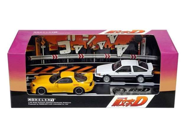 1:64 Initial D Set Vol. 16 Wataru Akiyama Levin Turbo AE86 & Keisuke Takahashi RX-7 FD3S, orange / white - MD64216