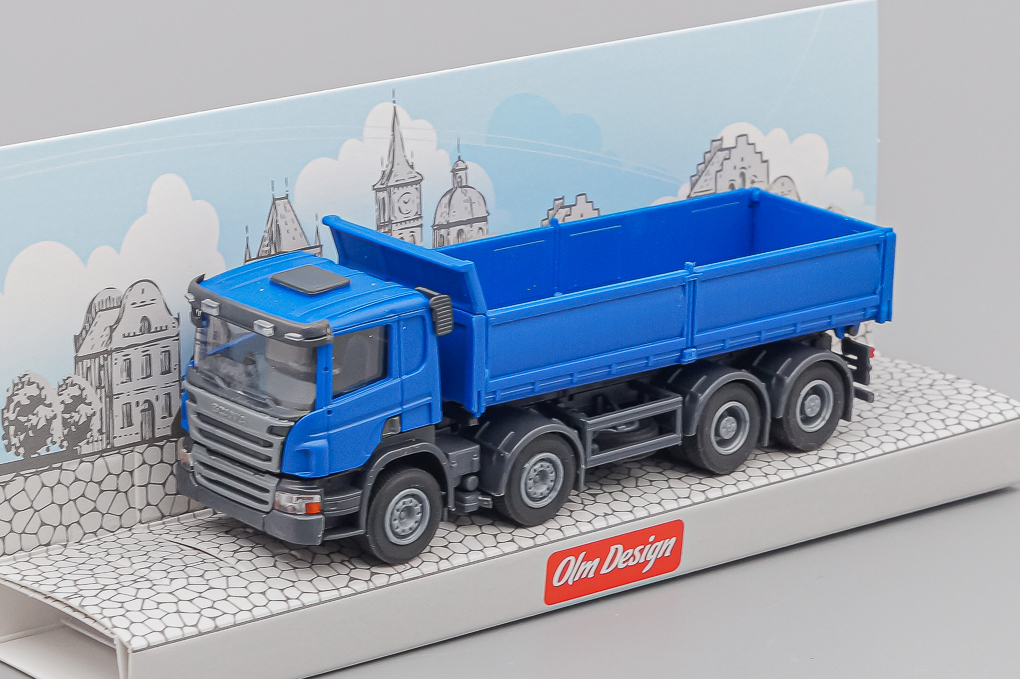 1:87 SCANIA P 8х4 самосвал с стальными бортами, синий - OLM336