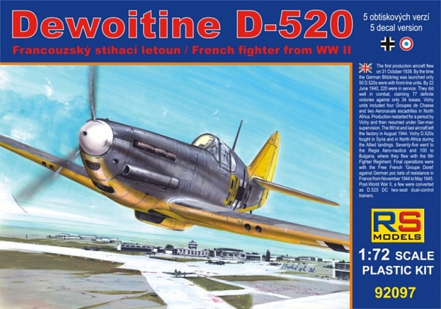 1:72 Сборная модель Dewoitine D-520 Luftwaffe - 92097