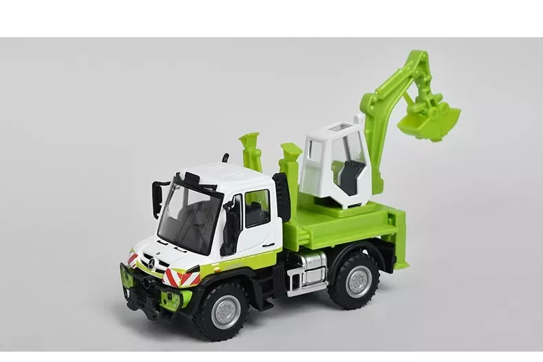 1:43 MERCEDES-BENZ Unimog U-430  экскаватор, зеленый / белый - 21238-19145