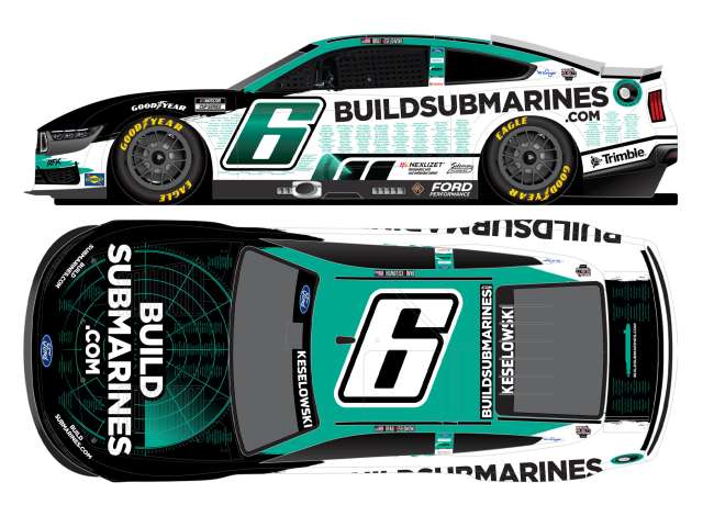 1:64 Ford Mustang #6 Brad Keselowski *BuildSubmarines.com/Tribute To Veterans* white/green 2025 - CX62561BSTBW