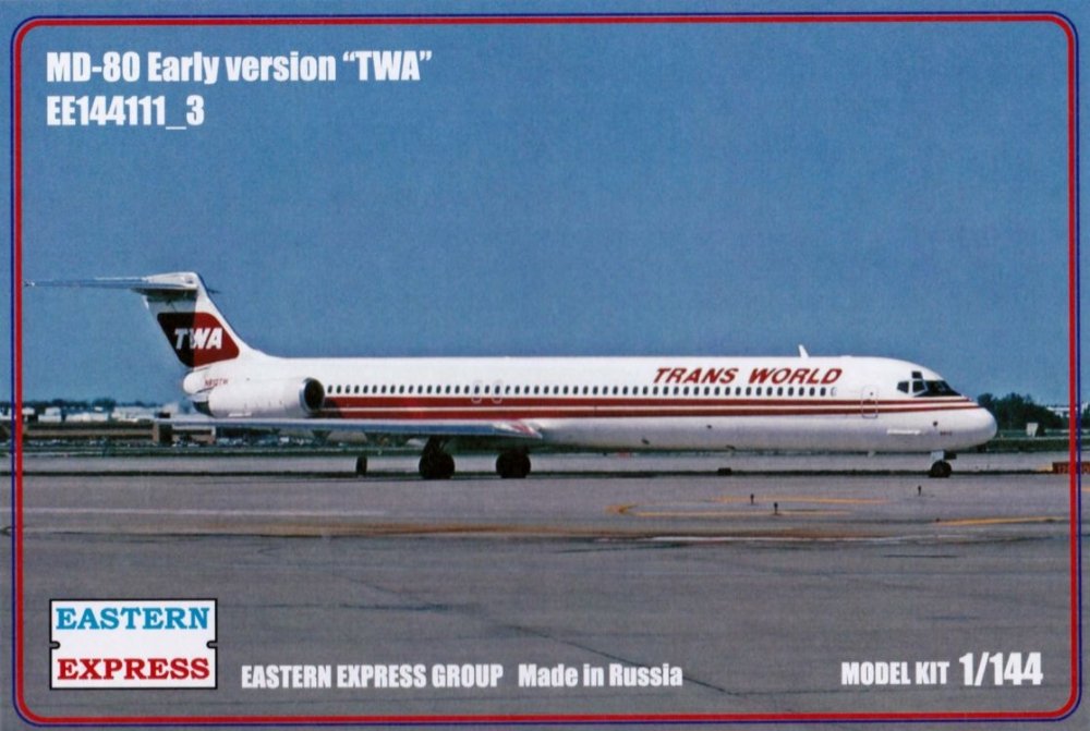 1:144 Сборная модель Пассажирский самолет McDonnell Douglas MD-80 ранний (TWA) - 144111-3
