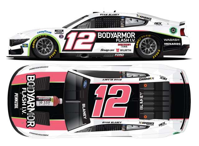 1:64 Ford Mustang #12 Ryan Blaney *Bodyarmor Flash I.V.*, white/pink/black 2024 - C122465BASRB