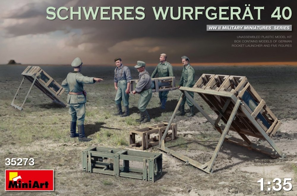 1:35 Сборная модель Немецкий миномет Wurfgerat 40 с расчетом - 35273
