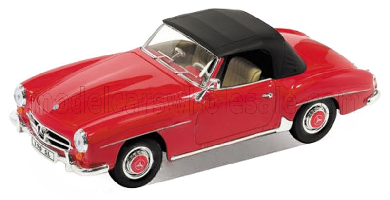 1:18 MERCEDES-BENZ SL-CLASS 190SL Spider Cabriolet Soft-Top Closed (1957), red - 19841H-RD