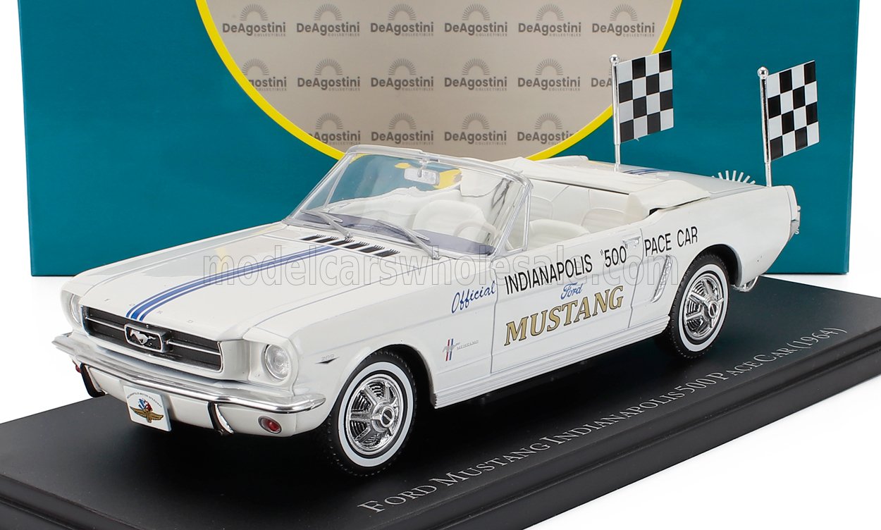 1:24 FORD Mustang Cabriolet Official Pace Car Indianapolis 500 (1964), White Blue - 180658