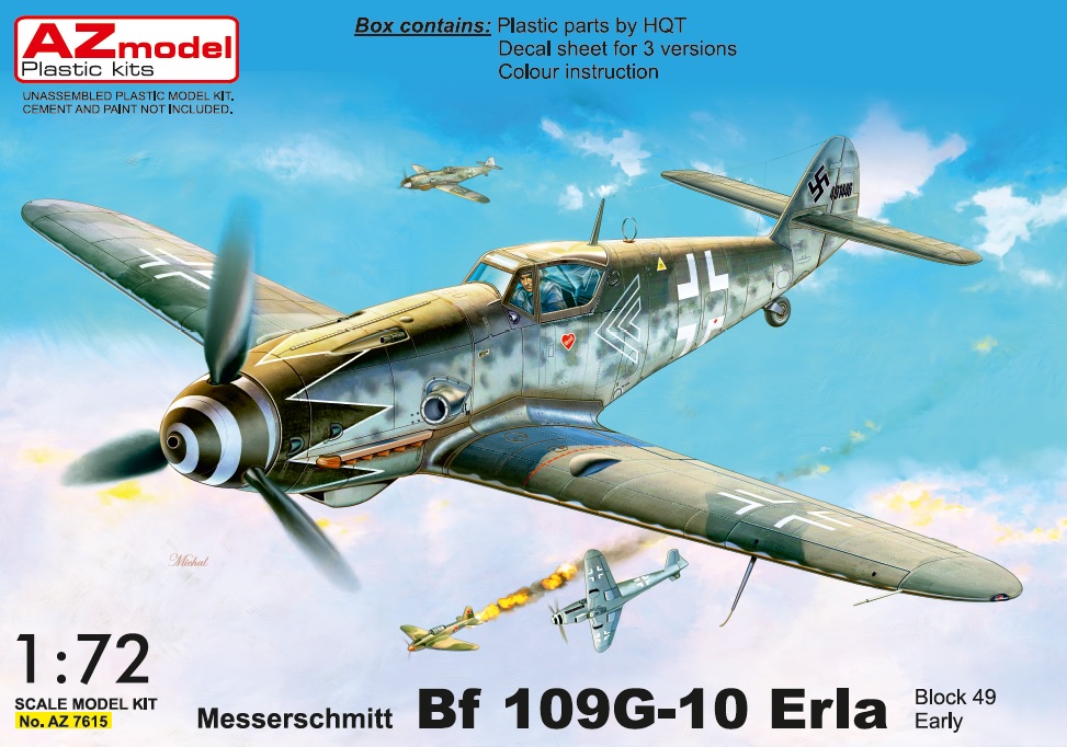 1:72 Сборная модель Самолет Messerschmitt Bf-109G-10 Erla Block 49 Early - AZ7615