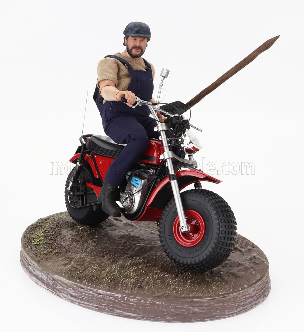1:12 MOTOZODIACO Tuareg (1972) With Bud Spencer Action Figure - From Movie - Altrimenti Ci Arrabbiamo - Tv Series -  - Motorcycle, Red - 84319+90005