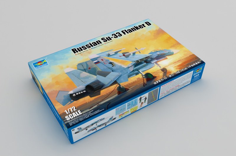 1:72 Сборная модель Российский палубный истребитель Су-33  (на подставке в виде палубы) - 01678