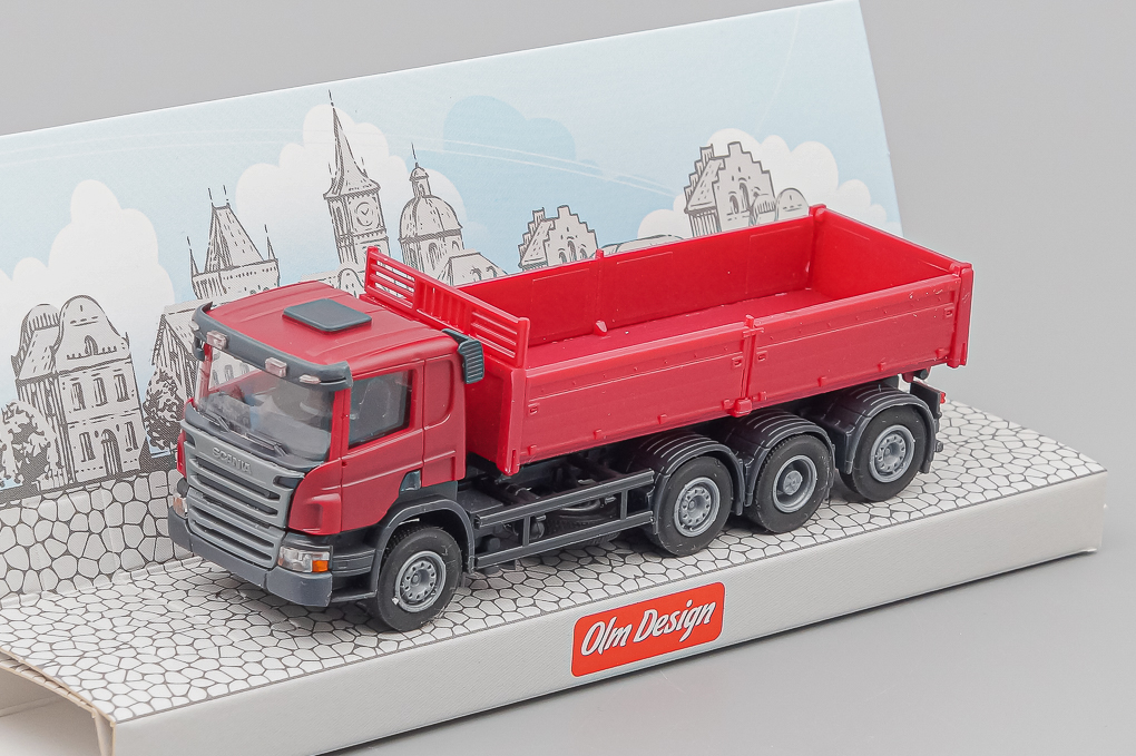 1:87 SCANIA P 8х2/4 самосвал с алюминиевыми бортами, вишнёвый - OLM333
