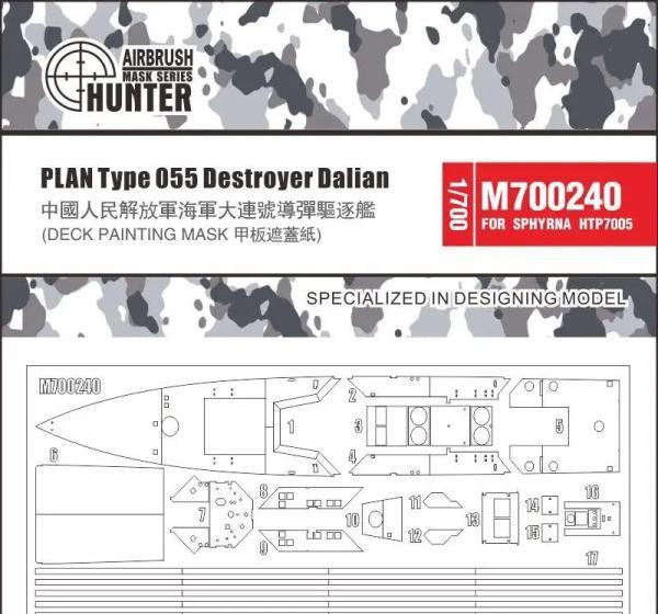 1:700 Маска окрасочная PLAN Type 055 Destroyer Dalian (HTP7005) - M700240
