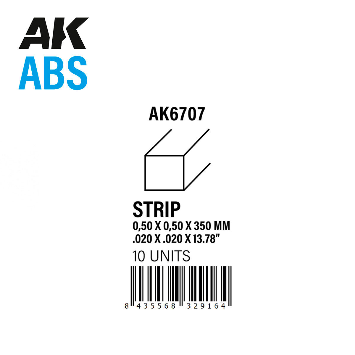 Полоски 0.50 x 0.50 x 350 мм – АБС пластик (10 штук) - AK6707