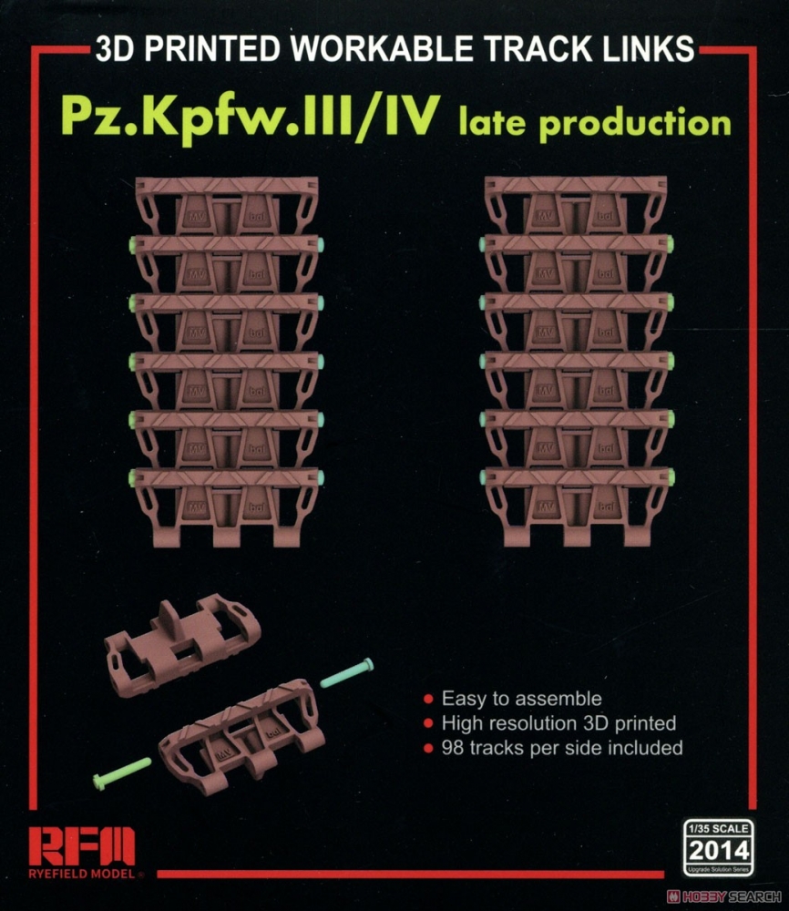 1:35 Рабочие траки для Pz. Kpfw. III /IV поздняя версия (3D печать) - RM-2014