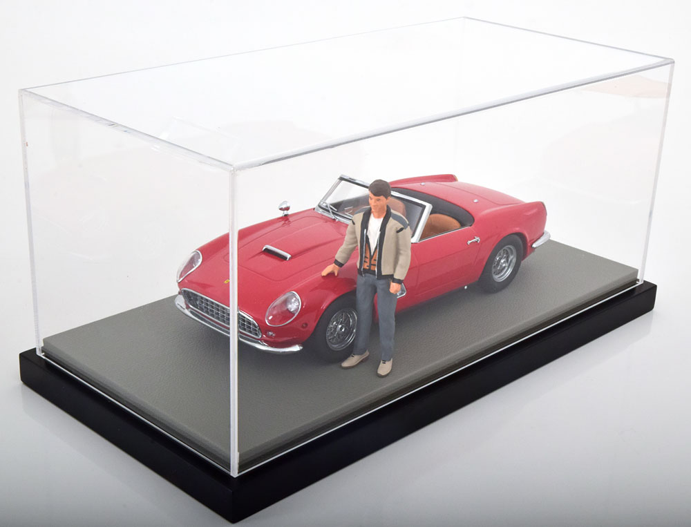 1:18 VITRINE Luxus-Version mit Kunstleder auf MDF-Bodenplatte stackable, Maße: Länge 35,5cm, Tiefe 17cm, Höhe 15,8cm, grey - JC-L18GR