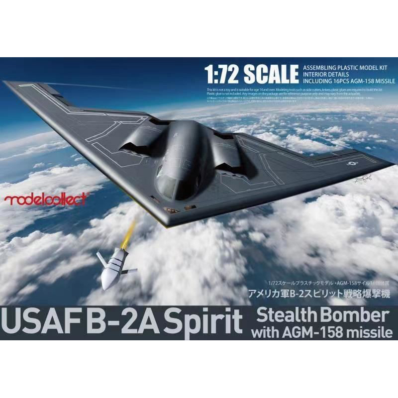 1:72 Сборная модель бомбардировщик-невидимка ВВС США B-2A Spirit с ракетой AGM- 158 - UA72214