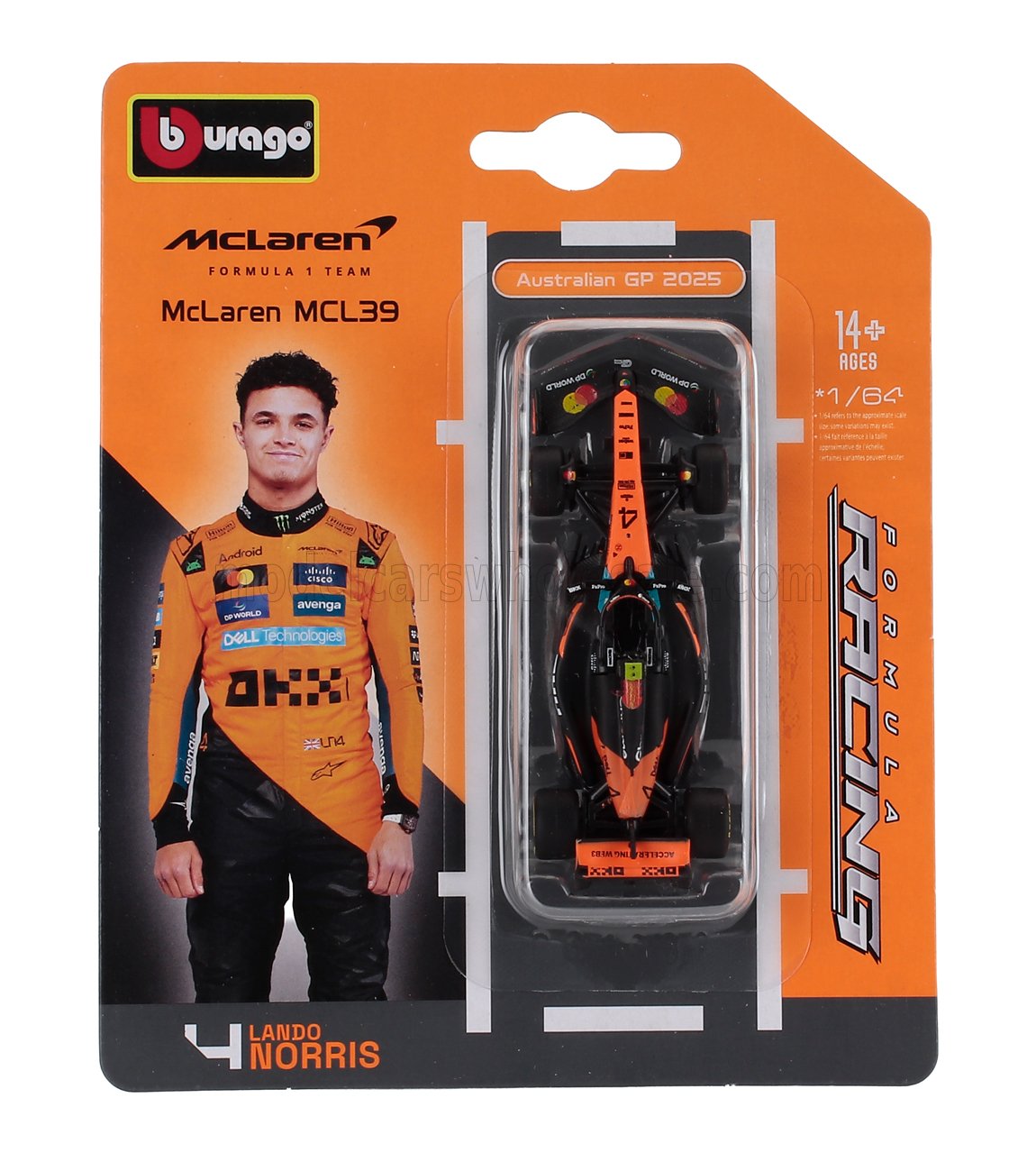 1:64 McLAREN F1 Mcl39 Team Mclaren №4 World Champion Season (2025) Lando Norris, Orange Black - 18-58001-N